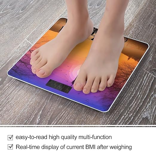 Valentine Paris Eiffel Tower Romantic Couple Carriage Sunset Silhouette Scale for Body Weight Anti-slip Sturdy Tempered Glass Weighing Machine Highly Digital Accurate Bright LCD Bathroom Scale for Hou