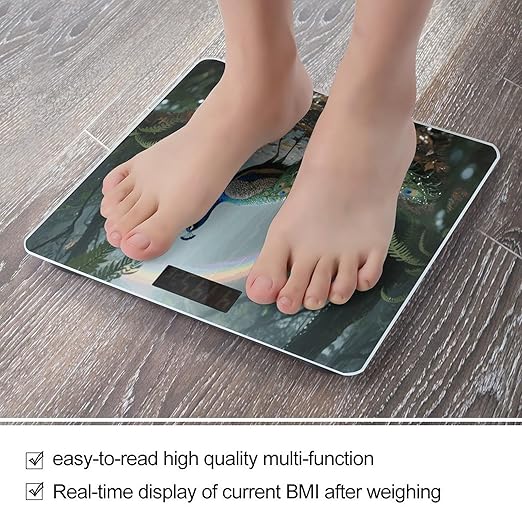 Forest Peacock Weight Scale Cute Bathroom Scale for Body Highly Accurate Digital Weighing Machine for People Compact LCD Display Scales with Sturdy Toughened Glass Scales