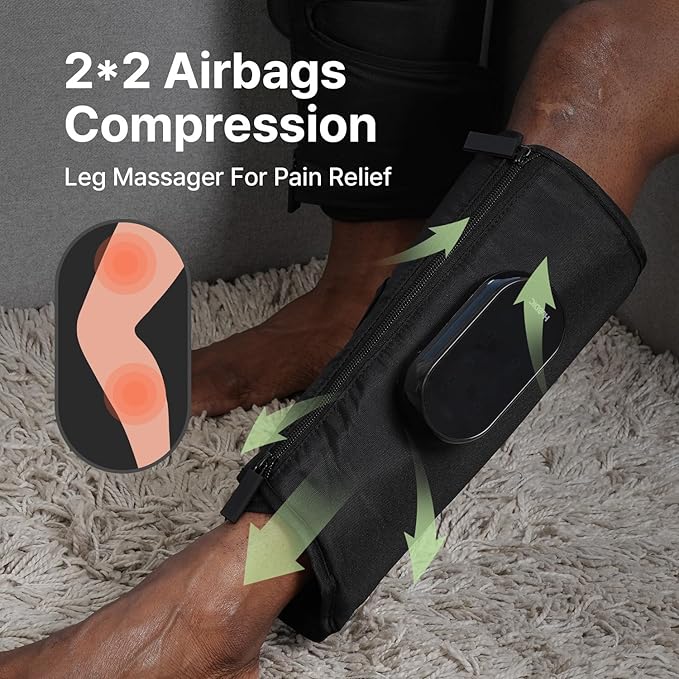 HuBDIC HubiCare Calf and Thigh Massager Leg Massager for Circulation and Pain Relief Calf Air Compression Massage with Heat Compression with 4 Modes 3 Intensities (Single)
