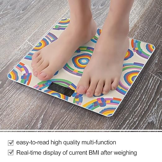 Rainbow Pattern Scale for Body Weight Digital Bathroom Scale Toughened Glass High Precision Scales for Body Weight with Large LCD Backlight Display Weight Scales