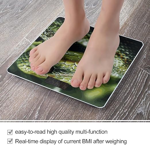 Green Snake Digital Bathroom Scale for Body Weight with High Precision Digital Weighing Scale with BMI Clear LCD Display and Step-On Measures Weight Up to 180kg