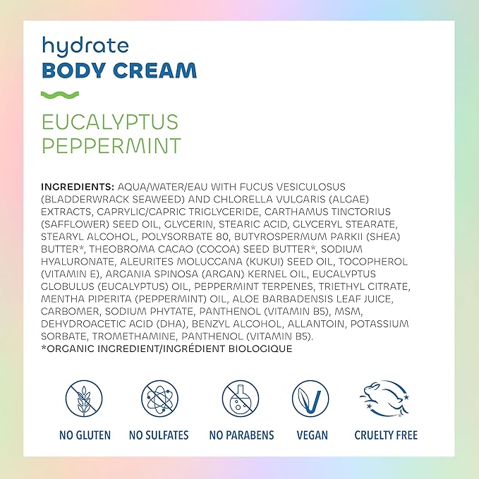 Seaweed Bath Co. Body Wash and Body Cream Duo 12 Ounce 6 Ounce Eucalyptus Peppermint Scent Sustainably Harvested Seaweed