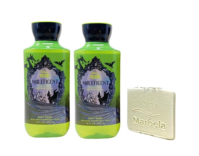 Bath &amp Body Works Disney Villains Collection Maleficent - 2 Pack Of Body Wash with a Natural Oats Sample Soap