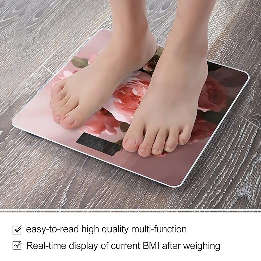 Dusty Rose Pink Smart Scale for Body Weight Digital Bathroom Scale Toughened Glass Weight Scale with Large LCD Backlight Display High Precision Scales Weighing Machine