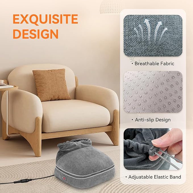 Snailax Foot Massager with Heat Heated Foot Warmer Under Desk Vibration Feet Massager Machine with 3 Vibrating Modes &amp 2 Heating Levels Remote Control Foot Heater