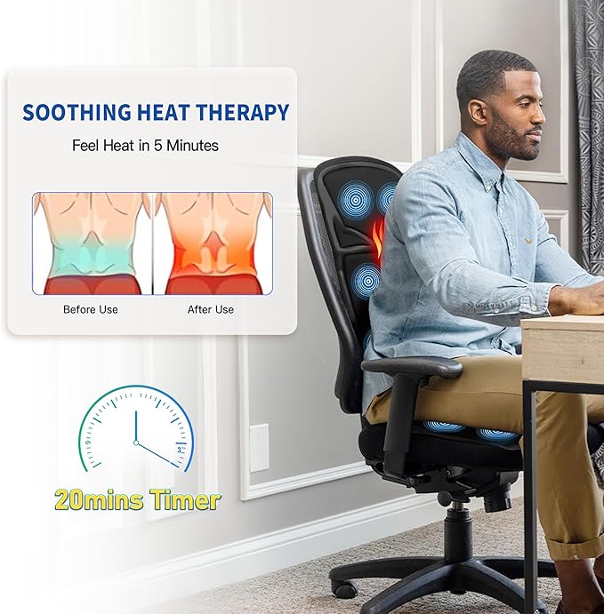 Sotion Seat Massager Vibrating Back Massager for Chair Massage Cushion 10 Vibrations to Relieve Stress and Fatigue for Back Shoulder and Thighs