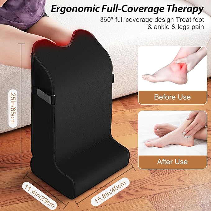 Red Light Infrared Therapy Device Feet Legs Knees Ankle Large 480 Dual Wavelength LED 5 Modes 15.8 x 11.4 x 25 Heated Foot Wrap Adjustable Power Timer Pain Relief Health Care Treatment