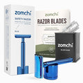 Double Edge Safety Razor with Razor Stand with 100 Counts Safety Razor Blades for Shaving and Razor Blade Bank