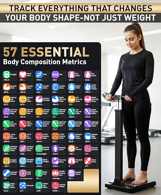 Homerz Smart Scale Pro Max – Bend-Free Smart Scale with BMI Body Fat Muscle Mass Full Body Composition Scale with Digital Weight Tracking Body Scan Scale with Handle Body Fat Scanner