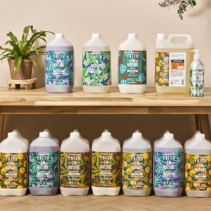 Faith In Nature Natural Hand Wash &amp Body Wash Set - Vegan &amp Cruelty Free No SLS or Parabens - 2 x 169 fl oz Value Bundle Pack Wild Rose
