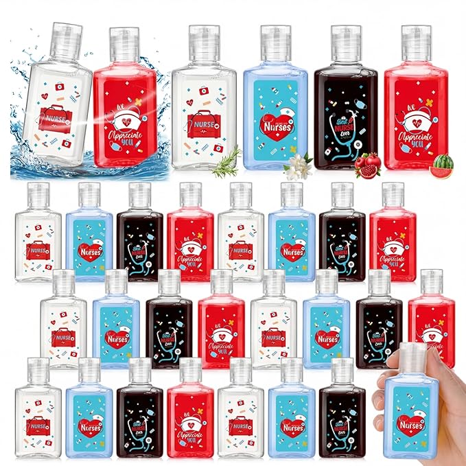 Capoda 32 Pcs Nurse Hand Soap Bulk Travel Size Scented Hand Sanitizer 1 Fl oz Thank You Appreciation Gifts for Teacher Nurses Gift Office Party Favors Care Package Supplies