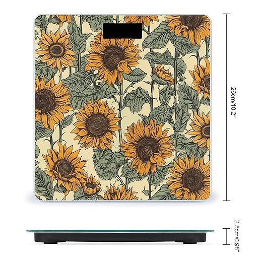 Romantic Sunflowers Scale for Body Weight Smart Scales Digital Bathroom Scale High Precision Weighing Scales with Large Display Weighing Machine for People