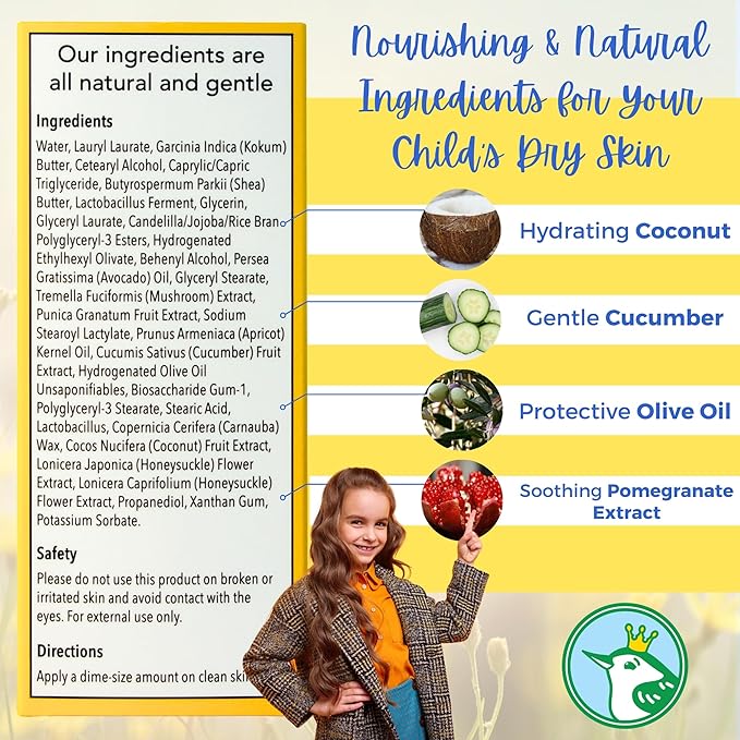 Kids Lotion - Daily Use Gentle Moisturizer - Plant Based Moisturizing &amp Non-Toxic Soothing Lotion for Kids - Dermatologist Tested - Gentle Mild Hypoallergenic Fragrance Free