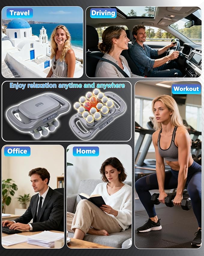 16-Head Massage Gun Deep Tissue Percussion Massager with 9 Modes &amp 9 Intensities 2600mAh Battery Back Bassager for Pain Relief Deep Tissue for Muscle Pain Relief in Back Legs Shoulders