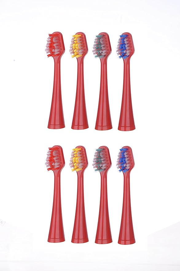 Pursonic 8 Pack Replacement Brush Heads RED