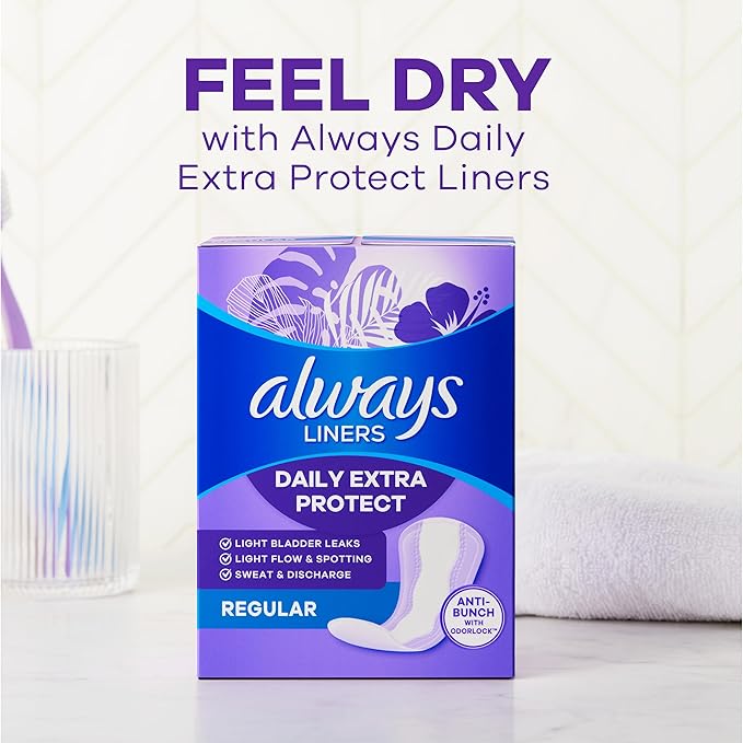 Always Daily Extra Protect Liners Long Length Unscented Panty Liners 544 Count (Pack of 2)