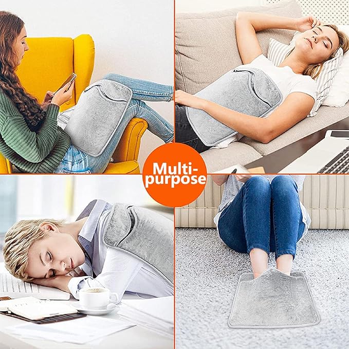 Electric Heating Pads Foot Warmer Heated Cover Feet Hands Legs Back Warmer Body for Men and Women 6 Heat Levels and 4 Timers Home School Office Outdoor Winter (US/EU/UK)