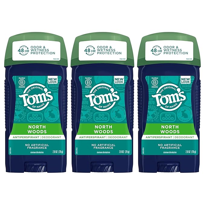 Tom's of Maine Antiperspirant Deodorant for Men North Woods 2.8 oz Pack of 3 (Packaging May Vary)