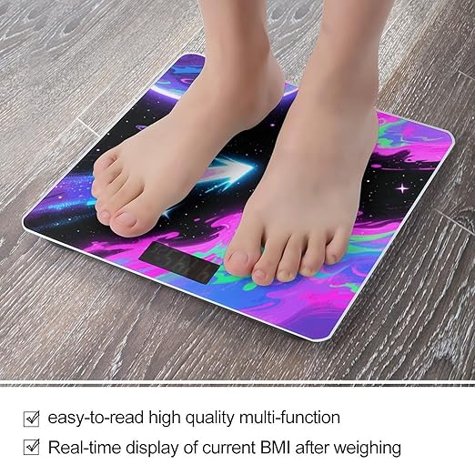 Fluorescent Planet Weight Scale Cute Bathroom Scale for Body Highly Accurate Digital Weighing Machine for People Compact LCD Display Scales with Sturdy Toughened Glass Scales