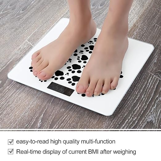 Digital Bathroom Scale for Body Weight Scale with Bright LCD Display High Accuracy Step-On Technology Auto On/Off Dog Paw Print Love Heart Digital Scales 400 Lbs /180kg
