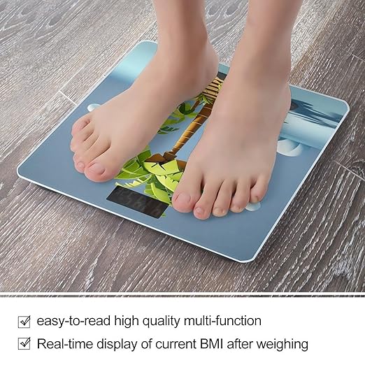 Tropical Tree Smart Scale for Body Weight Accurate Bathroom Scale with LED Display Digital Weight Scales Weighing Machine High Precision Scales for Bath Home
