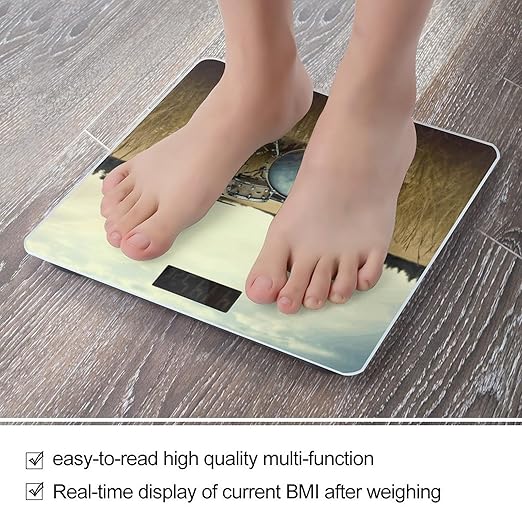 Music Drum in Field Scale for Body Weight High Precision Digital Weight Scales with LCD Display Anti-Slip Sturdy Slim Tempered Glass Bathroom Scale for Home Use