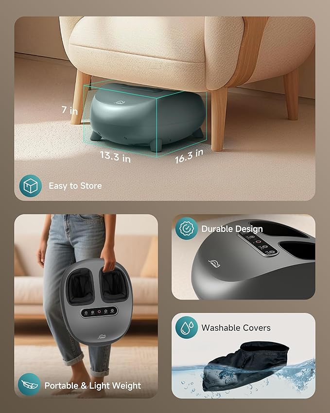 Snailax Foot Massager with Heat and Compression Shiatsu Foot Massager for Neuropathy and Plantar Fasciitis Deep Kneading Rolling Remote Control Fits up to Size 14