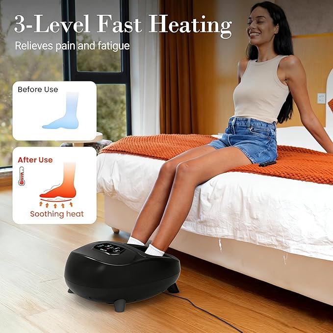 Foot Massager with Heat Upgraded Full Foot Massage for Neuropathy Deep Tissue Shiatsu Feet Massager Remote Control Multi-Level Settings