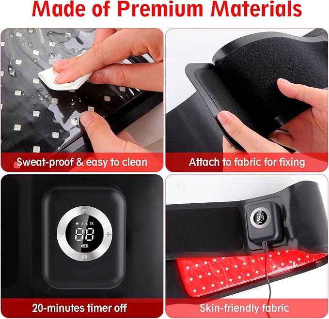 Wireless Red Light Therapy Belt Portable Infrared Light Therapy Wrap Red Light Therapy Device for Body with 10000mAh Power Pack for Back Shoulder Waist Muscle Pain Relief for Women Men