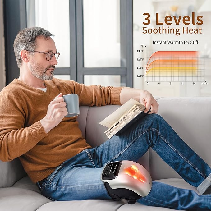 Nekteck Knee Massager Cordless Knee Massage for Pain Relief with 3 Heating Levels &amp Vibration Modes Smart Knee Massage with Heat Gentle Lights FSA Eligible Ideal Gifts for Men Women Him Her