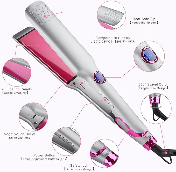 Titanium Flat Iron Hair Straightener Hair Straighteners for Women Fast Heating &amp 11 Temperature Settings