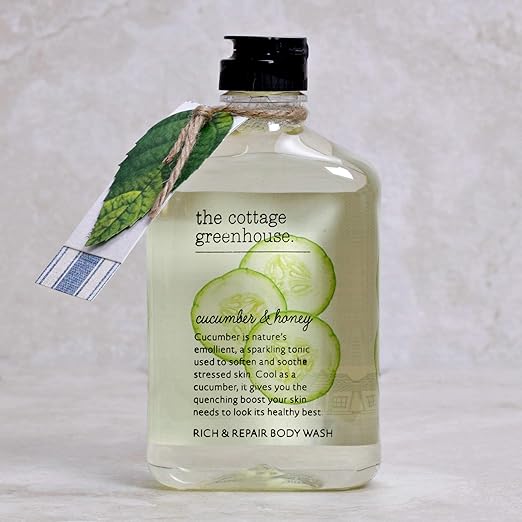 The Cottage Greenhouse Body Wash Luxury Fragranced Shea Butter Moisturizing &amp Hydrating Women's Body Wash Delicate &amp Relaxing Scented Bath Soap for Self Care