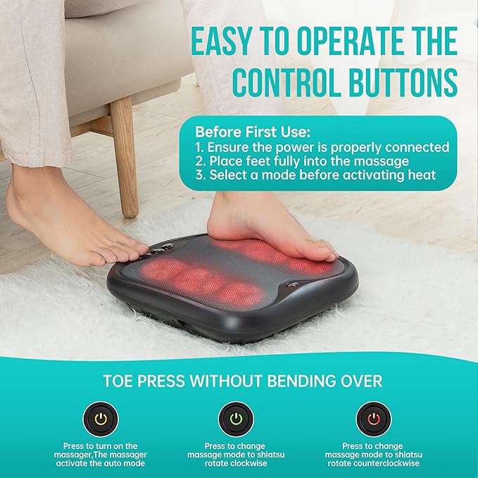 Snailax Shiatsu Foot Massager with Heat Washable Cover Kneading Foot &amp Back Massager Heated Feet Warmer Electric Feet Massager Machine for Plantar Fasciitis