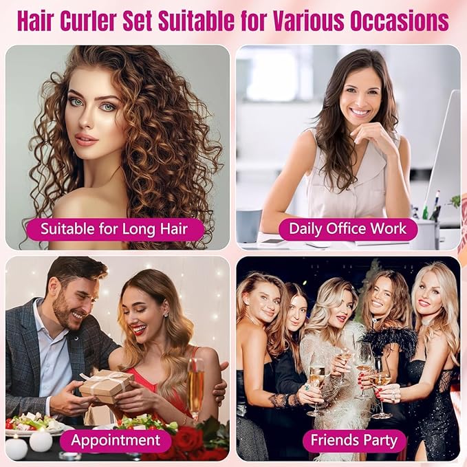 20mm-36mm/0.78-1.4Inch Long Hair Curling Conical Barrel with Adaptor for Dyson Airwrap HD01 HD02 HD03 HD04 HD07 HD08 HD15 HD16 Self-Curling Hair Roller Curlers Attachment Rose