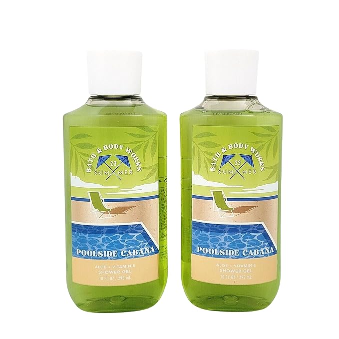 Bath &amp Body Works Shower Gel Gift Set 10oz Each Pack of 2 (Poolside Cabana) 10.00 Ounce (Pack of 2)