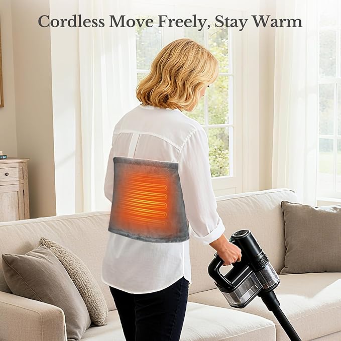 Cordless Heating Pad for Back Pain Relief &amp Cramps 12x24 Portable Heating Pad with Adjustable Straps Battery Operated Heated Pad Gifts 3 Heat Levels Pain Relief for Back Shoulder &amp Legs