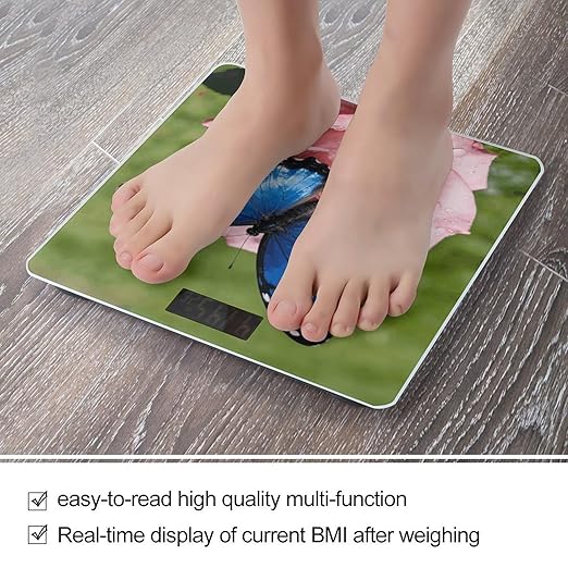 Blue Butterfly Smart Scale for Body Weight Digital Bathroom Scale Toughened Glass Weight Scale with Large LCD Backlight Display High Precision Scales Weighing Machine