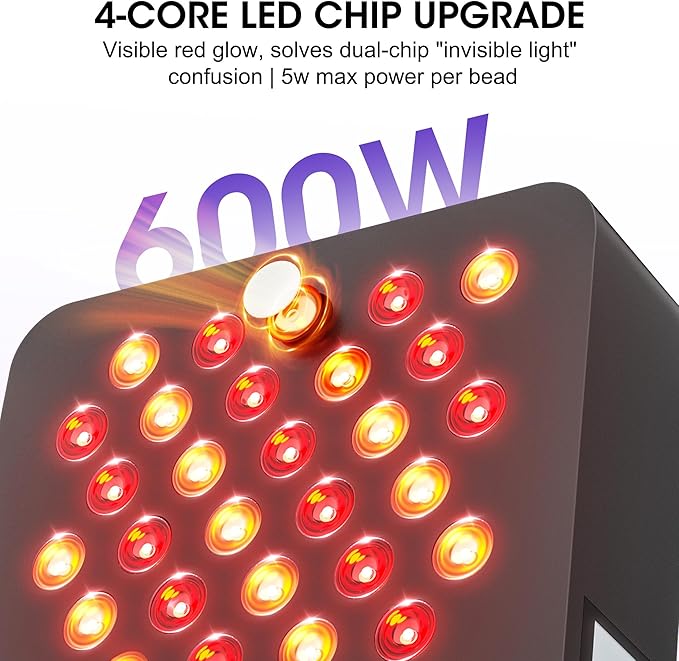 Red Light Therapy - Upgraded 4-CORE LED Chips Red Infrared Light Device 120 LEDs with 3 Modes Timer &amp Rolling Base 660nm/850nm Near Infrared Light for Face &amp Body Care (21.81in)