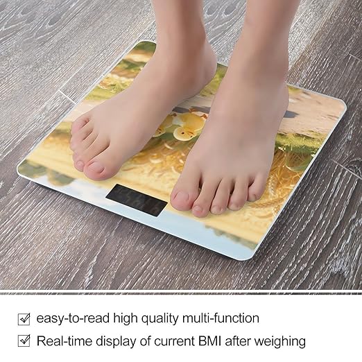 Digital Bathroom Scale for Body Weight Scale with Bright LCD Display High Accuracy Step-On Technology Auto On/Off Cute Duck Digital Scales 400 Lbs /180kg