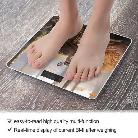 Cute Deers Digital Bathroom Scale for Body Weight Weighing Scale with Backlit LCD Display High Precision Measurements &amp Measures Weight Up to 180kg