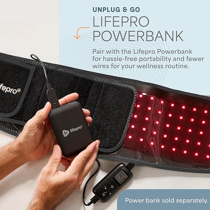Lifepro Red Light Therapy Belt – Allevared Infrared Red Light Therapy for Body Back Pain and Shoulder - 660nm &amp 850nm Near Infrared Heating Pad – Adjustable &amp Portable for Wellness &amp Rela