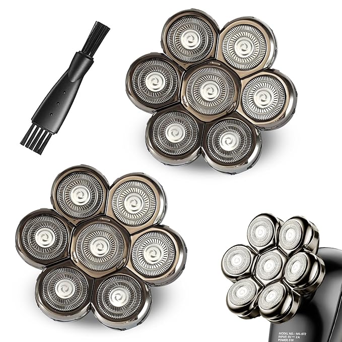 2 Pack 7D Blade Floating Replacement Heads for SHPAVER and Other Brand Head Shaver Stainless Steel 7D Rotary Blades for Bald Men Rotary Shavers.