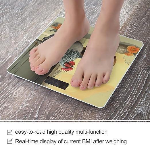 Italian Chickens Bathroom Scale for Body Weight Bathroom Weighing Scale with Backlit LCD Display Highly Accurate Measures Weight Up to 180kg