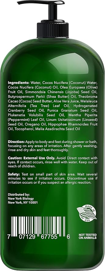 New York Biology Tea Tree Body Wash with Tea Tree Shampoo and Conditioner Set – Helps Itchy Skin Conditions &amp Body Odor - Deep Cleanser – Relief for Dandruff and Itchy Scalp – 16.9 fl. Oz