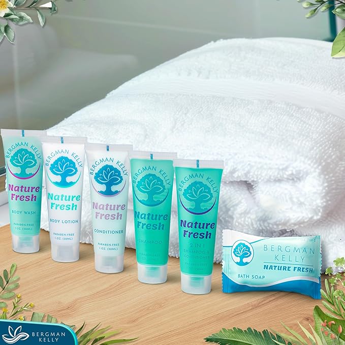 BERGMAN KELLY Travel Size Body Wash (1 fl oz 100 PK Nature Fresh) Delight Your Guests with a Refreshing &amp Soothing Hotel Body Wash Quality Mini and Small Size Guest Hotel Toiletries in Bulk