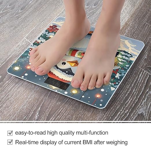 Christmas Funny Penguin Weight Scale Highly Accurate Digital Weighing Scale with Large LCD Display Smart Bathroom Scales for Home Bedrooms and Gift Giving