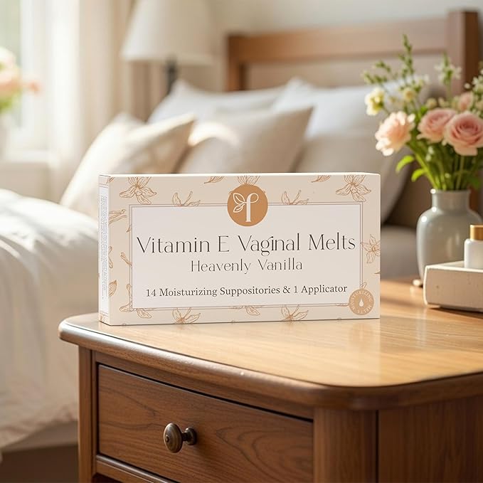 Femallay Organic Vitamin E Vaginal Melts – Heavenly Vanilla – Moisturize Hydrate Comfort &amp Refresh 2-Pack