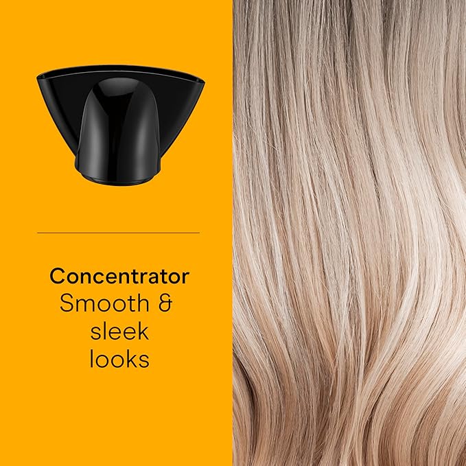 Conair Hair Dryer Style &amp Shine Natural Crystal Collection 1875W Hairdryer 3 Heat Settings 2 Speeds Blow Dryer with Concentrator Attachment Ionic &amp Hematite-Infused Ceramic Technology Bl