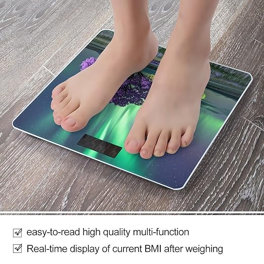 Artistic Purple Tree Bathroom Scale Digital Weight Scale Precision 400 Lbs Weighing Scales Large with LCD Backlight Display BMI Measures