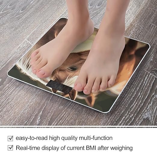 Digital Bathroom Scale for Body Weight Scale with Bright LCD Display High Accuracy Step-On Technology Auto On/Off Adorable Horse Digital Scales 400 Lbs /180kg